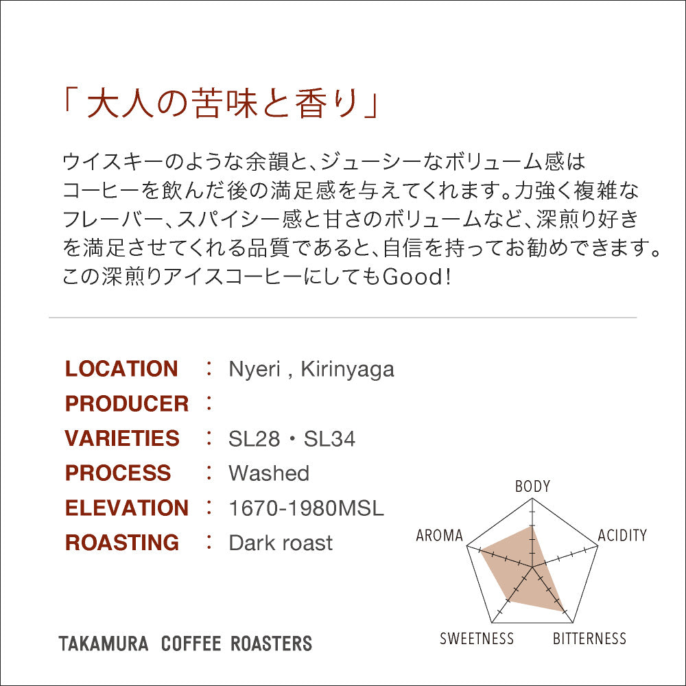 ○ケニア マサイ ダークロースト（Kenya Masai Dark Roast）[C