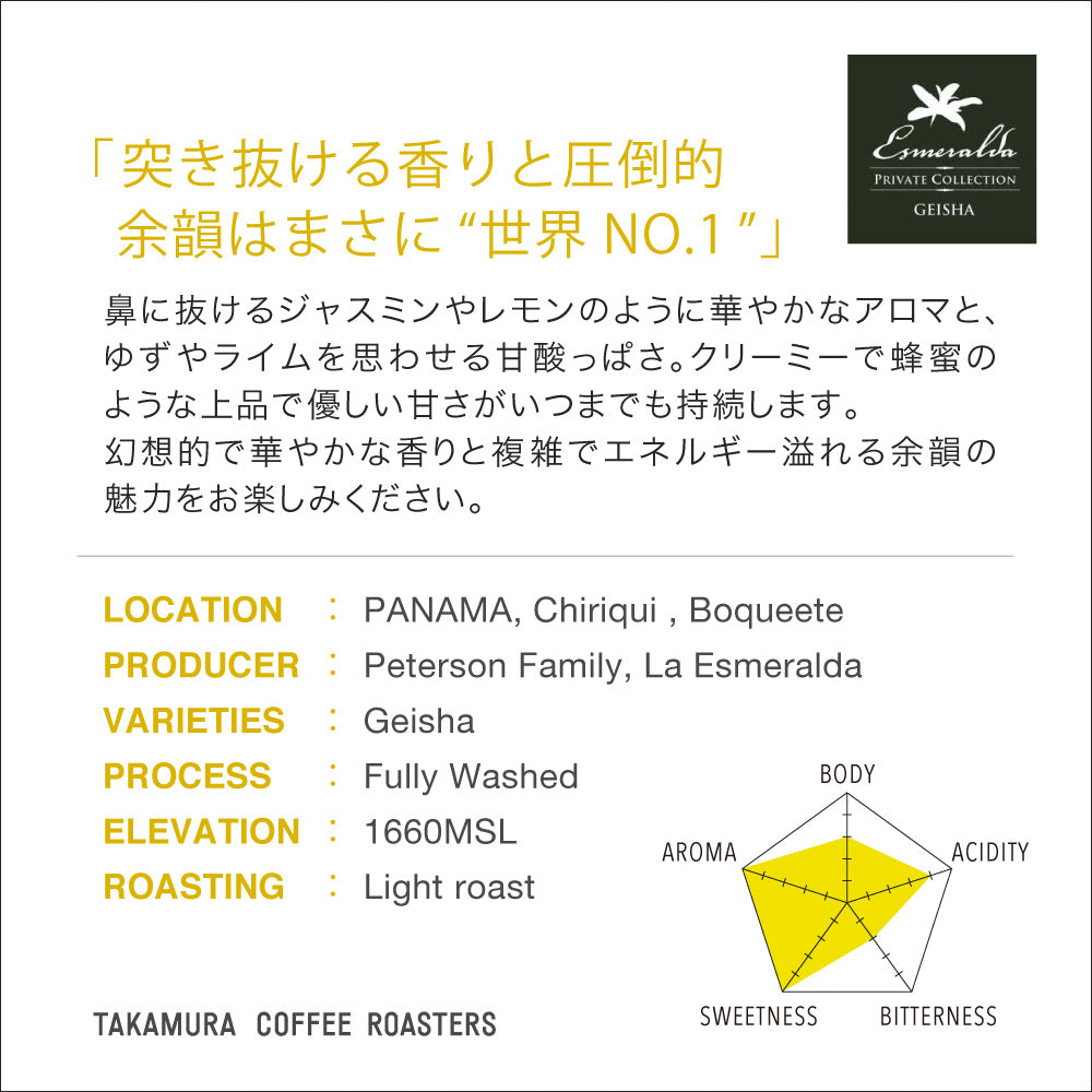 ● 【送料無料】 パナマ エスメラルダ ゲイシャ ( PANAMA LA ESMERALDA PRIVATE COLLECTION "GEISHA" )  ( コーヒー ) ※同梱不可